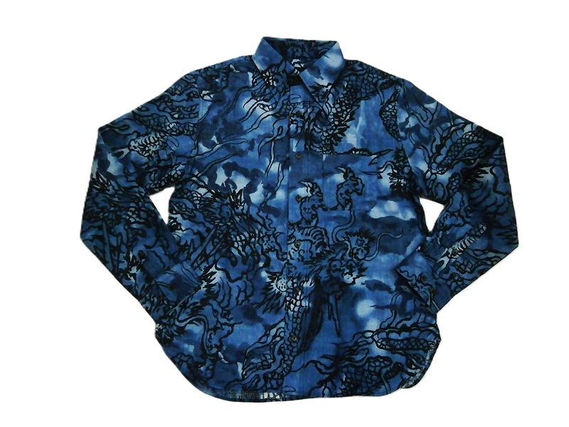 美品☆ 45R マーガレット柄 花柄 ムラ染め 長袖シャツ サイズ3 日本製 美品☆ 45R マーガレット柄 花柄 ムラ染め 長袖シャツ サイズ3 日本製