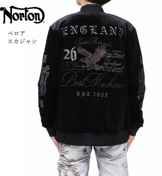 ノートン（NORTON） スカジャン 261N1601 総刺繍 イーグル ベロア