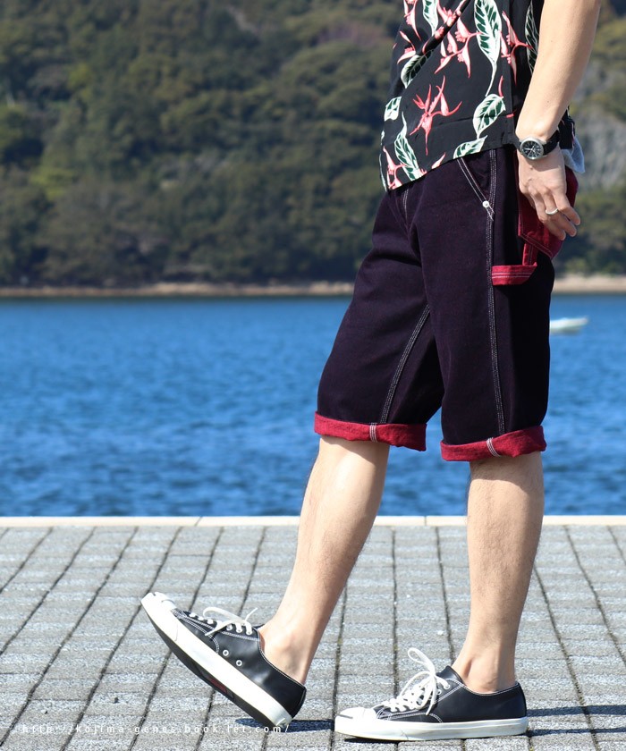 KOJIMA GENES デニムハーフパンツ 児島ジーンズ KOJIMA GENES ハーフパンツ RNB-1289 オーバーダイ