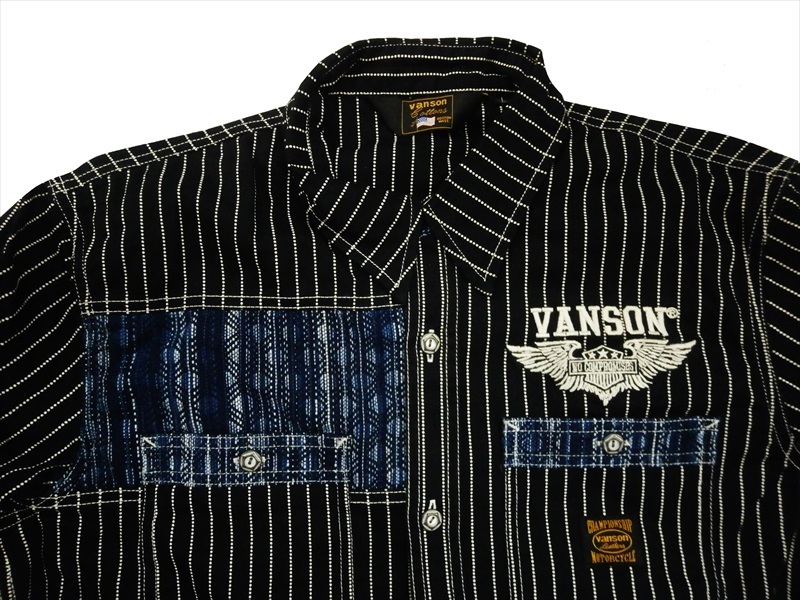 VANSON（バンソン） 長袖シャツ NVSL-2105 刺繍＆フェルトワッペン