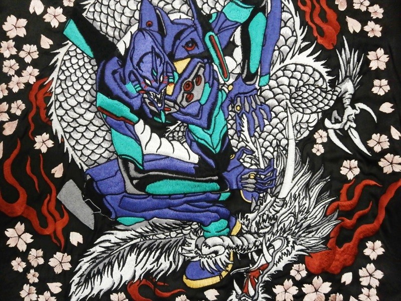 エヴァンゲリオン×錦 コラボ　初号機VS龍神 スカジャン L エヴァンゲリオン×錦 コラボ 初号機VS龍神 スカジャン EVA