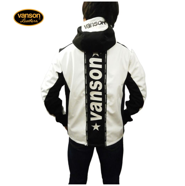 VANSON / ジップパーカー/L/コットン/BLK/ウィング/スター VANSON（バンソン） 裏ワッフル ストレッチ ボンディングパーカー