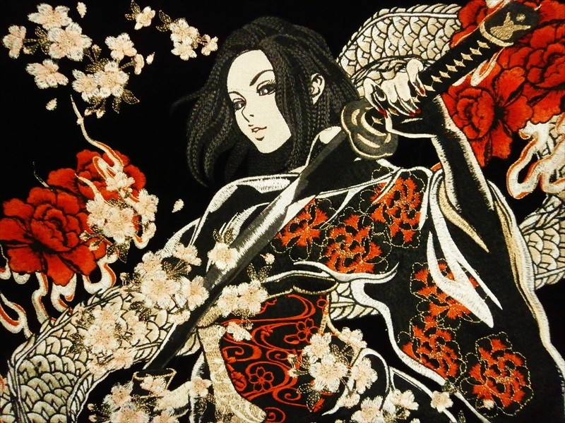最安値で  抜刀娘 絡繰魂 総刺繍「一華＆龍 284052 スカジャン ベロア ジャケット・アウター
