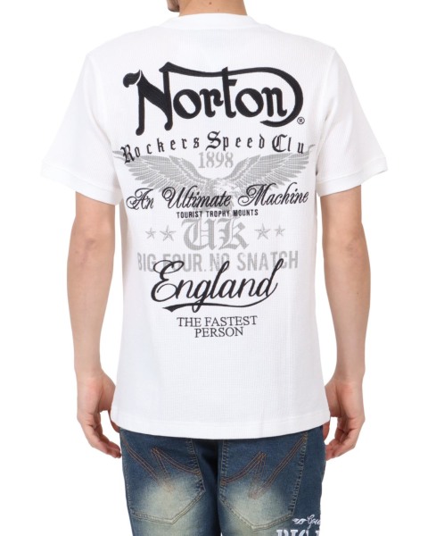 Norton ノートン 半袖Tシャツ 232N1009 刺繍＆プリント ワッフル