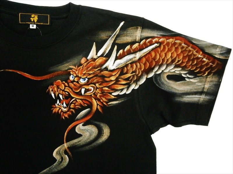 禅【ZEN】京でん 半袖Tシャツ KTH0045 手描き・和柄『赤龍
