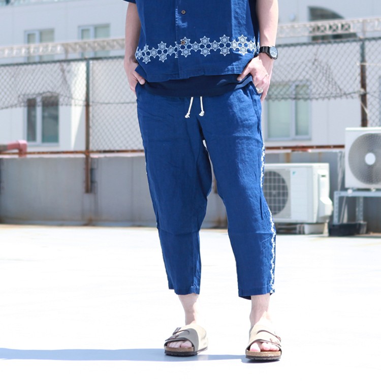 ゴーヘンプ GO HEMP YURURI PANTS / 麻柄刺繍 series : 5910aeh