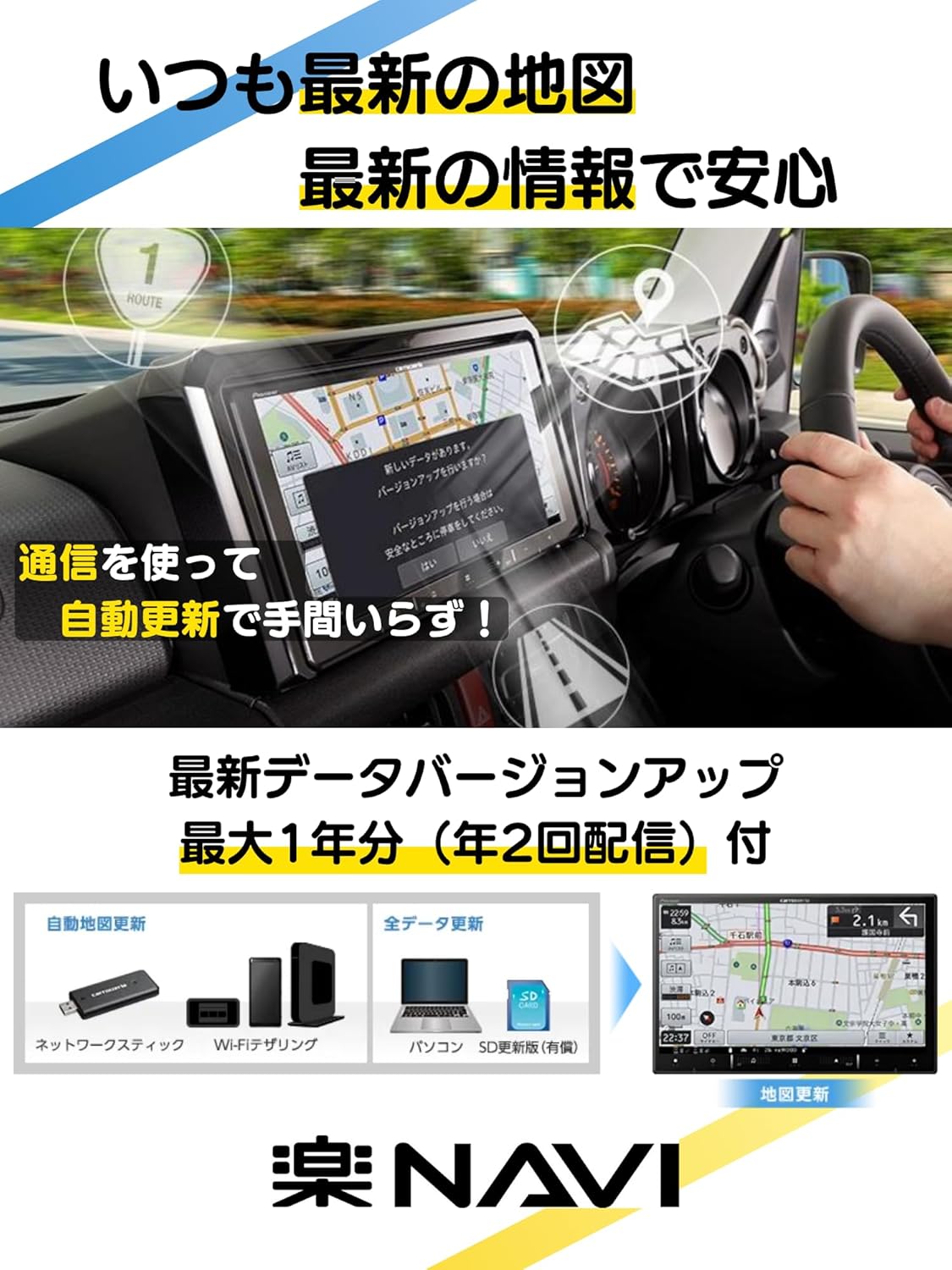 楽ナビ 【ネット1年付】AVIC-RF721-DC 9インチ フローティング IPS