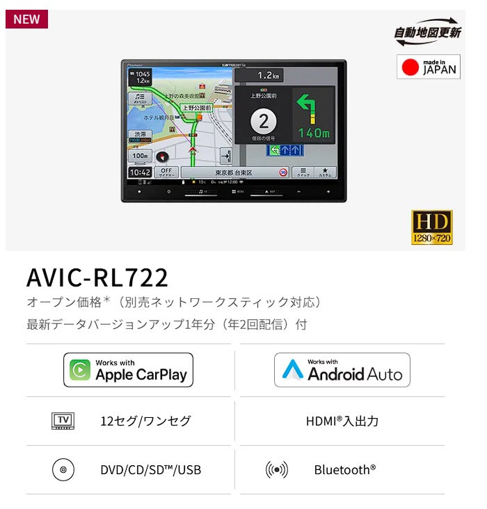 楽ナビ 【2点セット販売】 AVIC-RL722＋エブリイ/エブリイワゴン用の