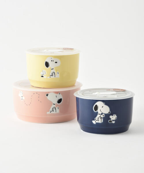 新品　スヌーピーホーロー3点セット SNOOPY（スヌーピー） レンジ 3点 セット 密封 保存容器 フタ おしゃれ