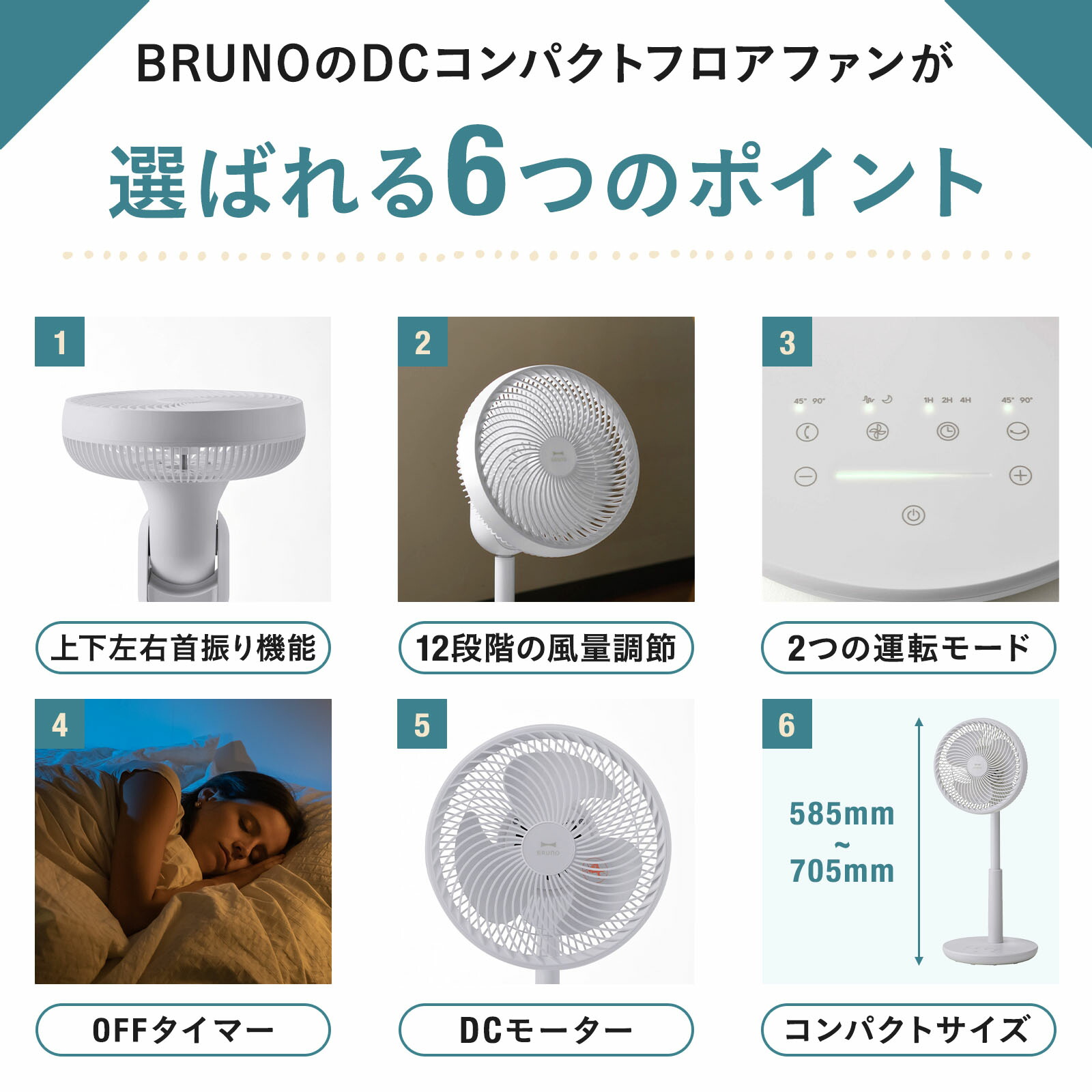 ブルーノ 扇風機 DCコンパクト フロアファン リビング扇風機 DCモーター 首振り 省電力 静音 リズム風 自然風 パワフル おしゃれ 省エネ 3D首振り  BOE075 BRUNO : 7760753 : BRUNOブルーノ公式ヤフーショッピング店 - 通販 - Yahoo!ショッピング