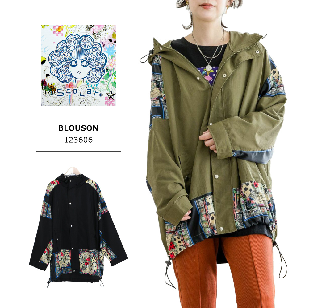 ScoLar(スカラー) LADIES BLOUSON レディース キノコスカーフ柄切替ブルゾン 123606 :123606:REGAS  通販 