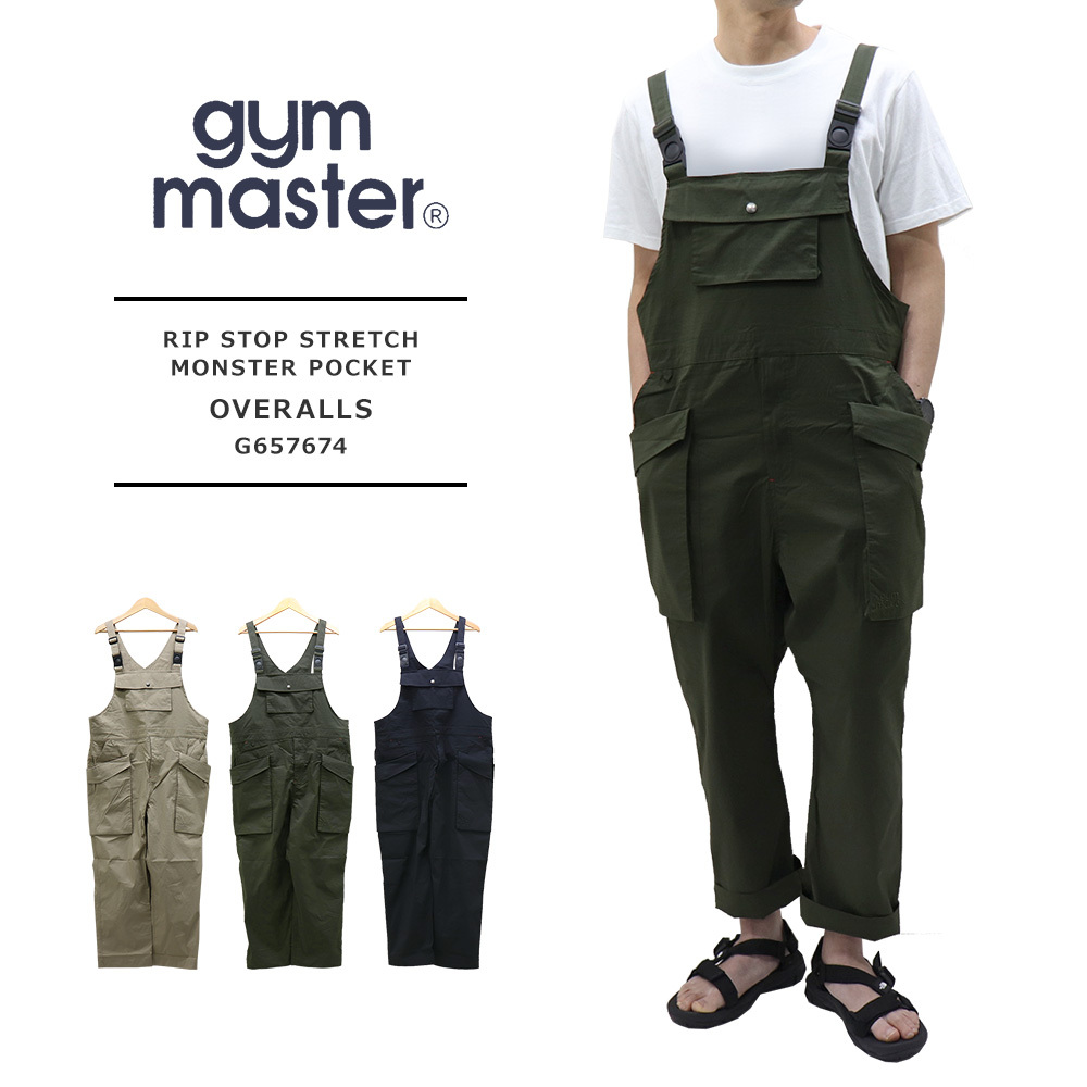 gym master(ジムマスター) MENS RIP STOP STRETCH MONSTER POCKET OVERALLS / メンズ  リップストップストレッチ モンスターポケット オーバーオール G647674