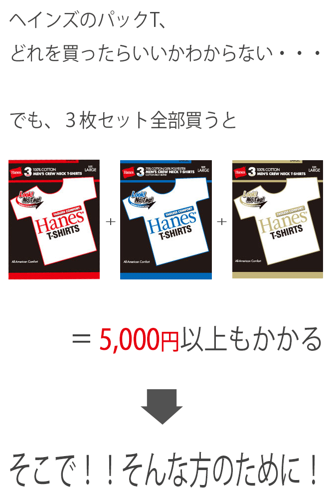 Hanes(ヘインズ) MENS 3P-パックTシャツ お試しセット ゴールド ブルー レッド アソート メンズ ネコポスで送料300円  HP3ASST :hanes-3ptrial:REGAS - 通販 - Yahoo!ショッピング