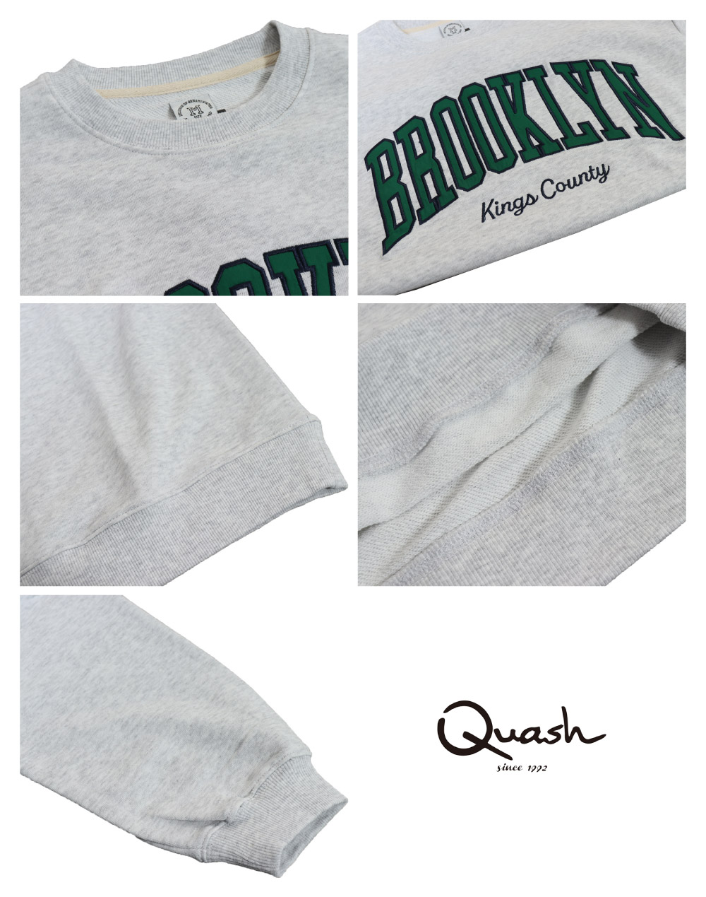 QUASH(クワッシュ) MENS LONG-SLEEVED COLLEGE LOGO SWEAT / メンズ カレッジロゴ× 刺繍 裏毛 スウェット  長袖 Q2251241G