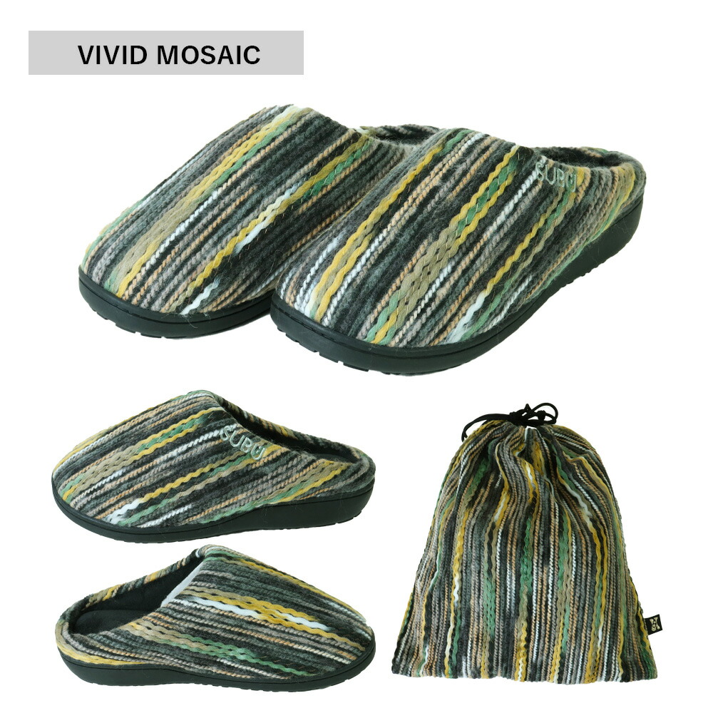 SUBU サンダル ドット スブ 暖かい 靴 スリッパ DOTS VIVID MOSAIC