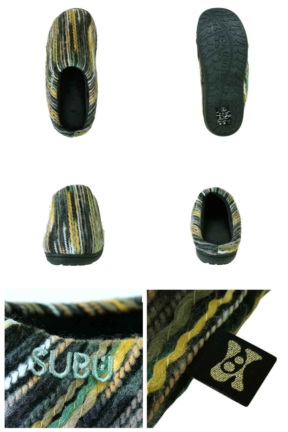 SUBU サンダル ドット スブ 暖かい 靴 スリッパ DOTS VIVID MOSAIC