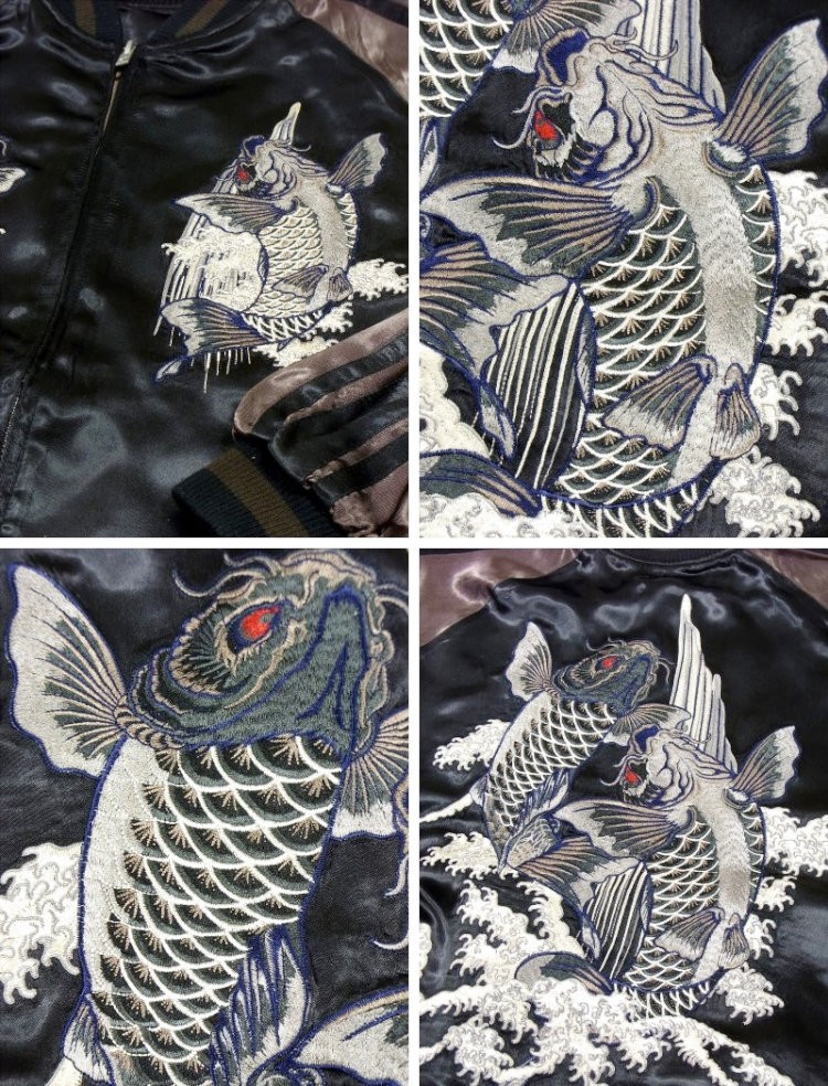 SATORI スカジャン さとり 滝に鯉 GSJR-011/和柄 和 : SCRIPT - 通販