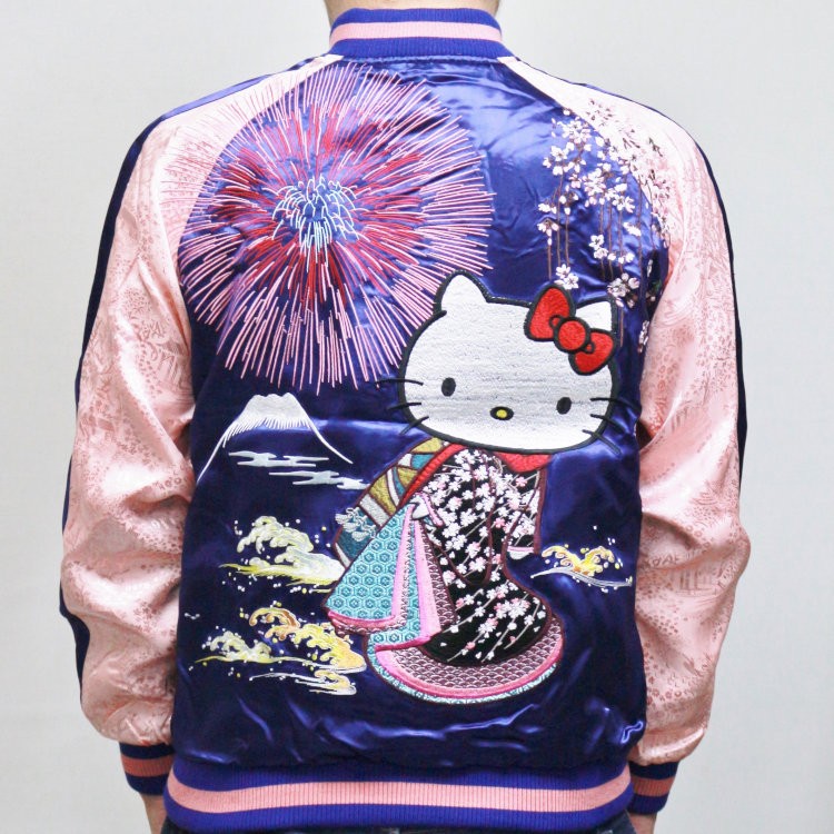 ハローキティ 刺繍スカジャン HKSJ-003 花火花魁 サンリオ 和柄 ハローキティ 刺繍スカジャン HKSJ-003 花火花魁 サンリオ 和柄