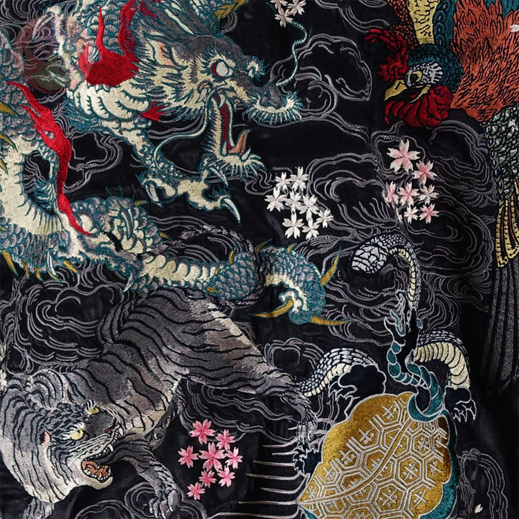 スカジャン 花旅楽団×さとり コラボ 四神(鳳凰 玄武 青龍 白虎) HSSJ