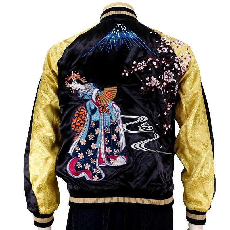 ヴィンテージ☆HOUSTON リバーシブルスカジャン 舞妓×髑髏舞妓 sizeL 51469-001.jpg