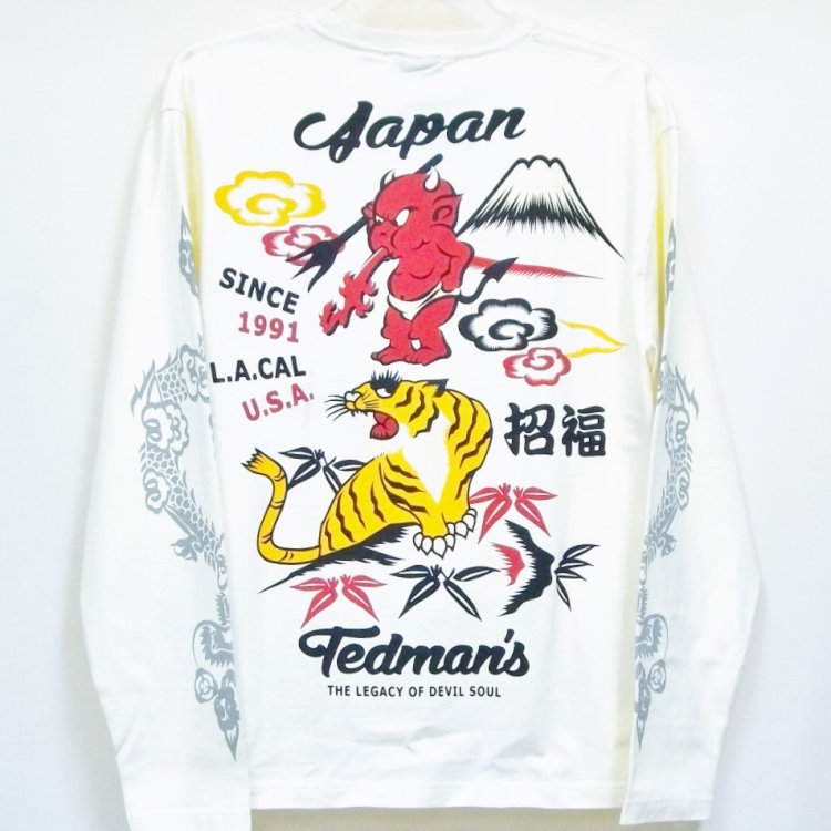 FACT ロンＴ 新作 XL 会場即完品 レア アメリカン 1点限り TEDMAN（テッドマン） ロンT 長袖Tシャツ TDLS-322 鬼VS虎 アメカジ