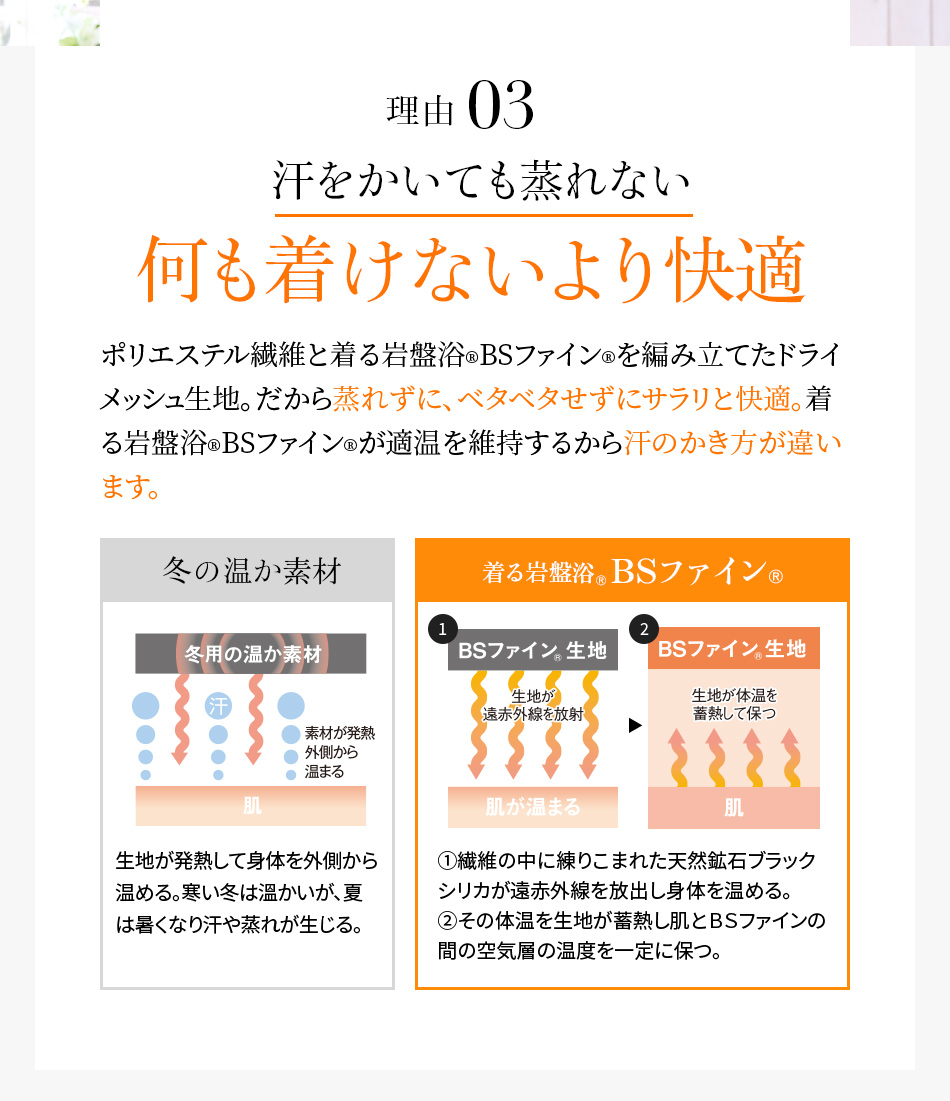 汗をかいても蒸れない 何も着けないより快適