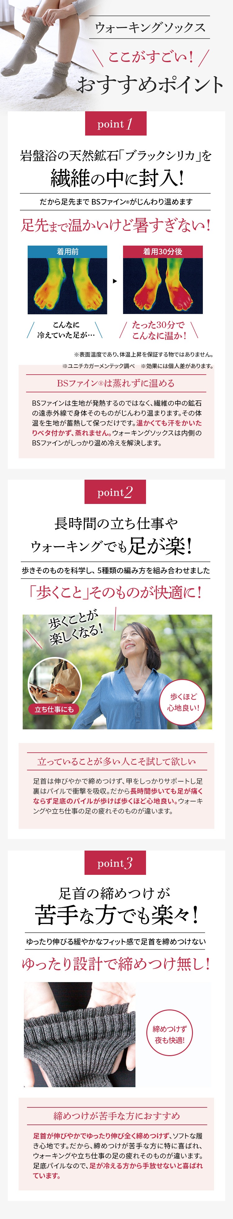 BS-FINE ウォーキングソックス おすすめポイント