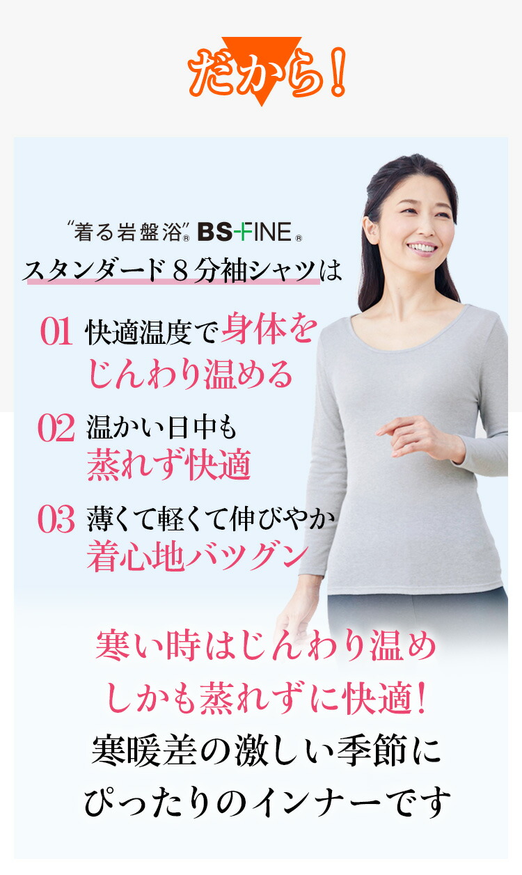 BSファイン [BSファイン]レディススタンダードインナー 8分袖シャツ