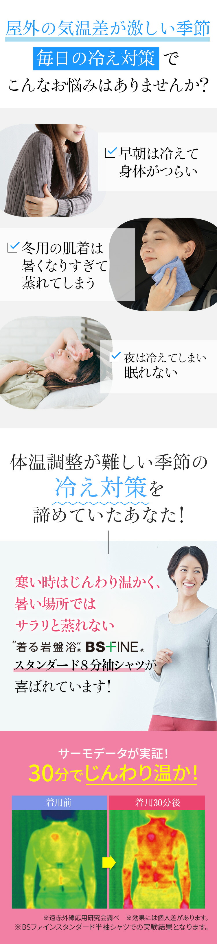 BSファイン [BSファイン]レディススタンダードインナー 8分袖シャツ