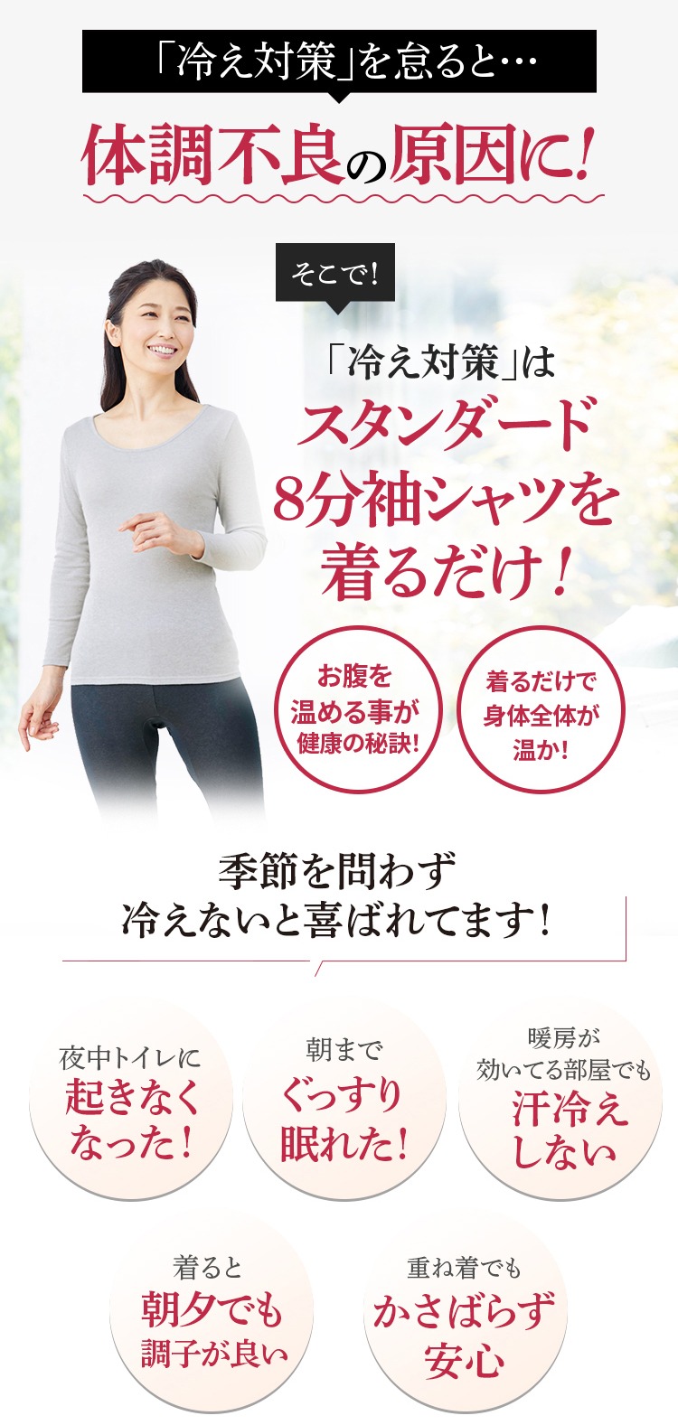 BSファイン [BSファイン]レディススタンダードインナー 8分袖シャツ