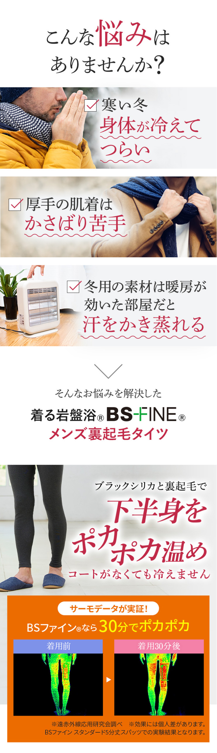 BSファイン ［1枚］[BSファイン]メンズ裏起毛タイツ /【公式