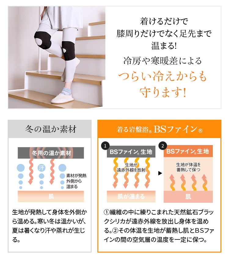 着けるだけで 膝周りだけでなく足先まで 温まる! 