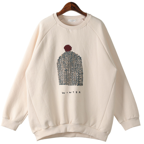 カットソー　Tシャツ　 レディース  秋冬  プルオーバー オーバーサイズ　裏起毛　ゆるシルエット　長袖　トップス　プリント　スウェット |  | 01