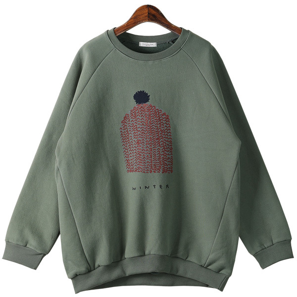 カットソー　Tシャツ　 レディース  秋冬  プルオーバー オーバーサイズ　裏起毛　ゆるシルエット　長袖　トップス　プリント　スウェット |  | 02