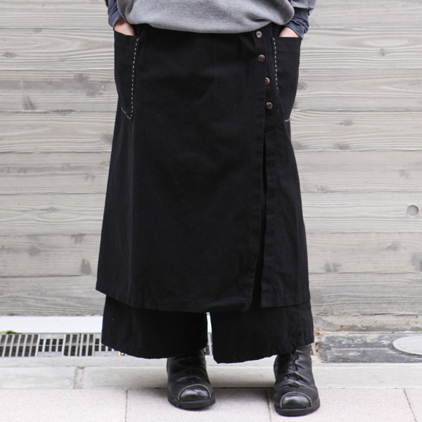 ガウチョパンツ 秋冬　レディース　　ラップ　パンツ　　変形　ウエストゴム　綿100%　カフェパン　スカートパンツ　　新作 |  | 01