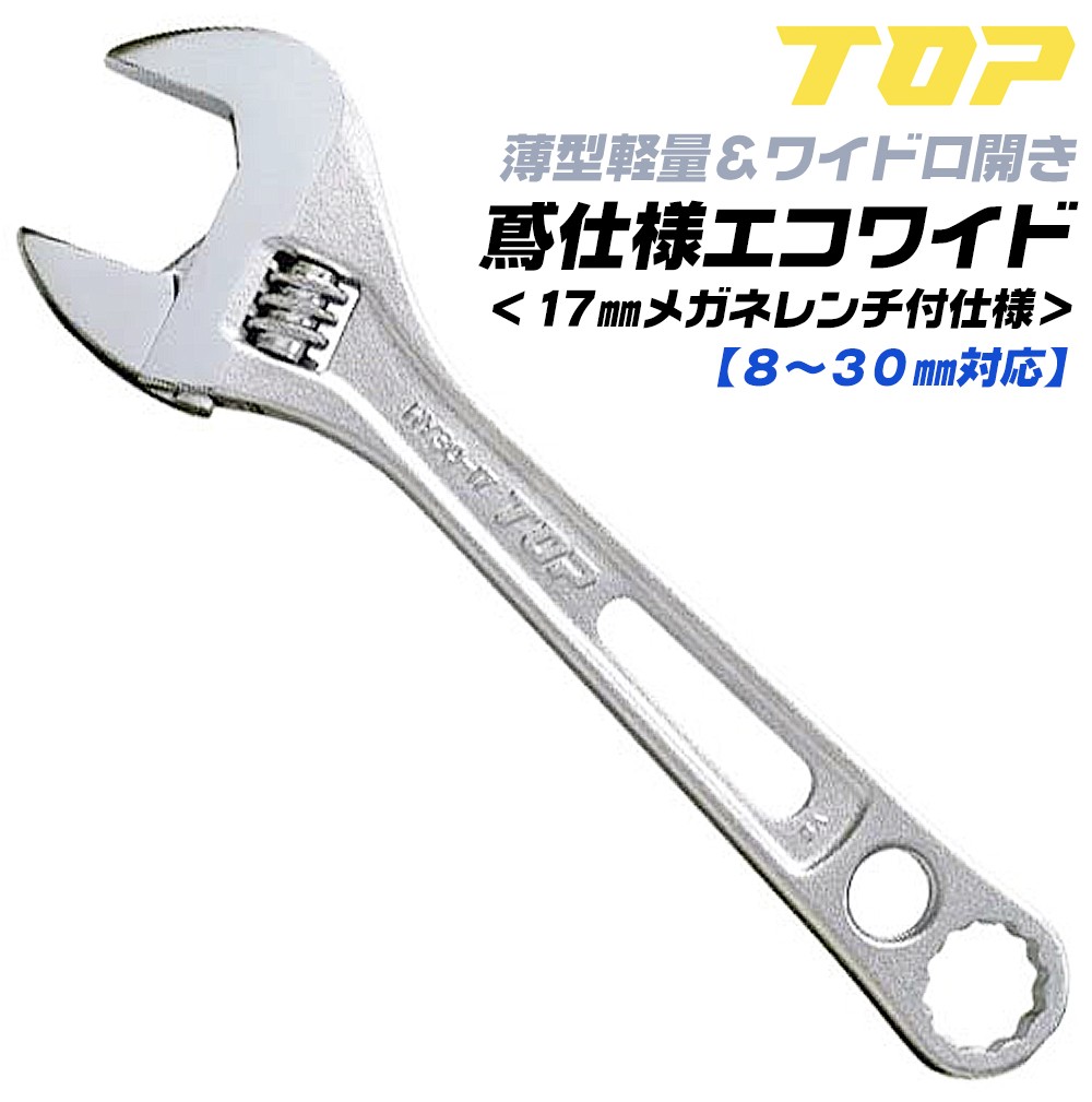 トップ工業 軽量薄型モンキレンチ エコワイド 口開き 8~36mm ワイド