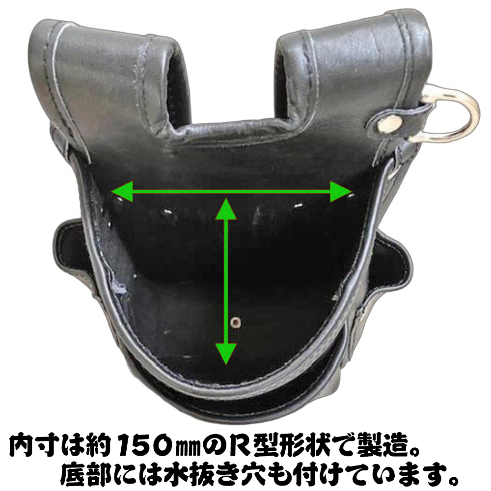 鳶壱 国産最高峰グローブ革仕様 総本革腰袋 2段タイプ 黒 腰袋 腰道具