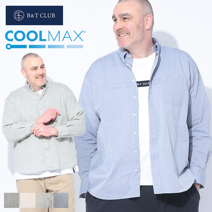 Undefeated X-LARGE グレー ボタン付きシャツ B＆T CLUB COOLMAX リネンブレンド ボタンダウン 長袖シャツ