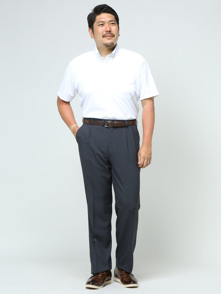 大きいサイズウォッシャブルツータックスラックス