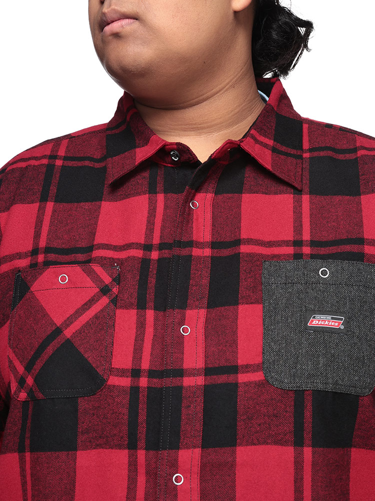 Dickiesフードネルシャツ オンブレチェックXLシャドー ネルシャツパーカー Dickiesフードネルシャツ オンブレチェックXLシャドー