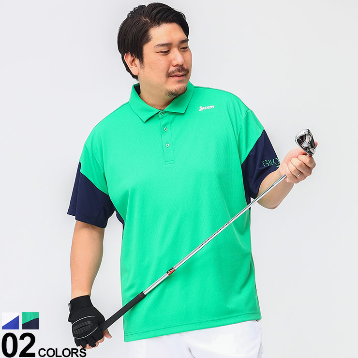 Srixon メンズゴルフウェア　小花柄ポロシャツ ダークブルー&モスグリーン色 Srixon メンズゴルフウェア 小花柄ポロシャツ ダークブルー&モス