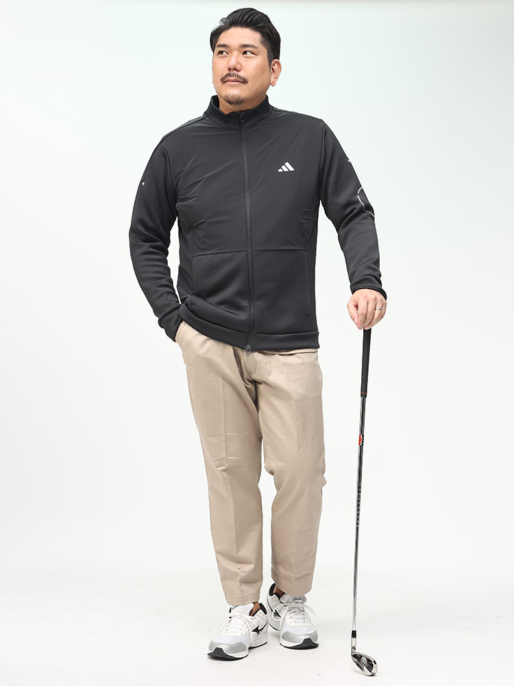 adidas ブラック ゴルフジャケット　Ｌサイズ adidas コート ジャケット ファブリックミックスストレッチ