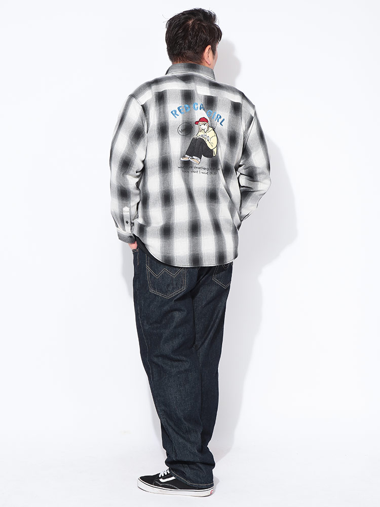 コラボセット × Malbon チェックシャツ M & キャップ RED CAP GIRL（レッドキャプガール） シャツ 長袖 メンズ 大きいサイズ