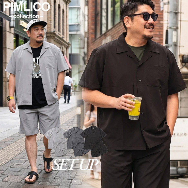 セットアップ 半袖シャツ ショートパンツ メンズ 大きいサイズ WEB限定
