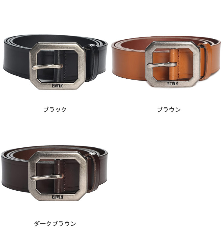 レザー　ベルト　EDWIN ブラック　スタッズ　バックル　115 EDWIN 【10％OFFクーポン対象】ベルト 大きいサイズ メンズ