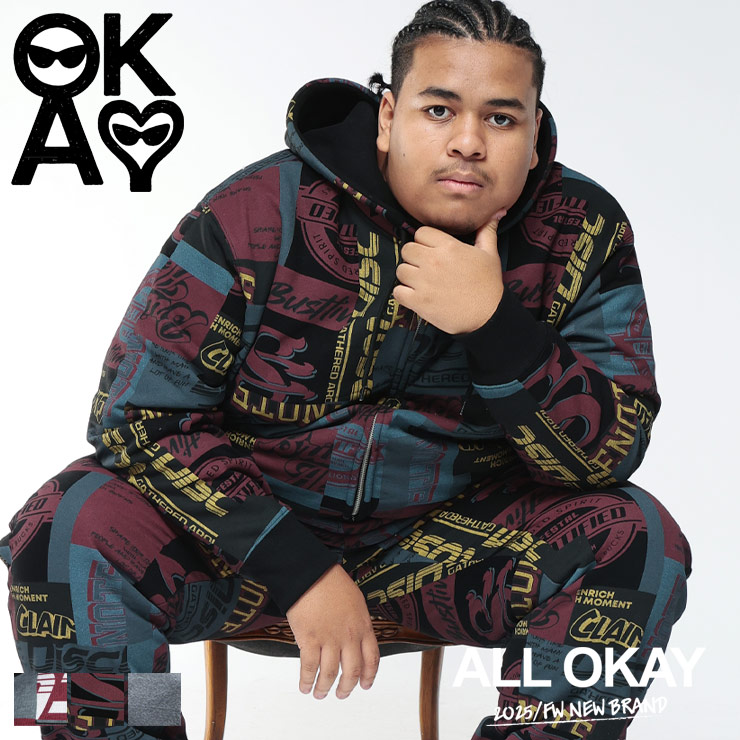 オールオーケー 長袖 パーカー メンズ 大きいサイズ 1XL 2XL 3XL