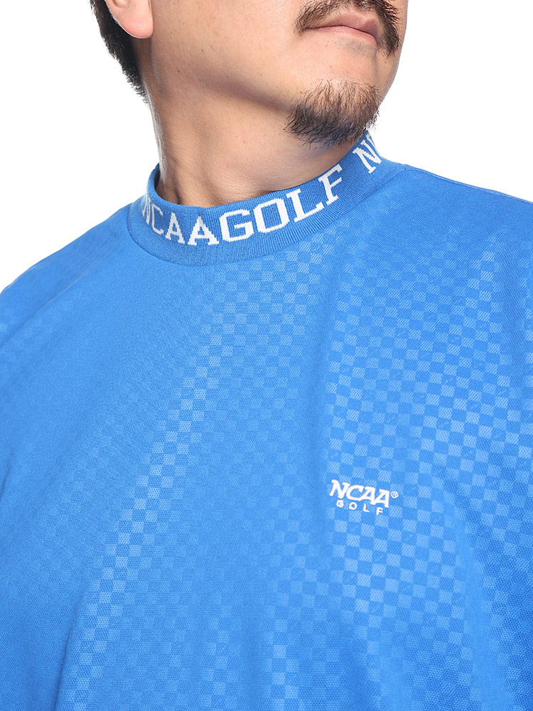 シャツ 長袖 メンズ 大きいサイズ ゴルフ チェック柄 エンボス モック