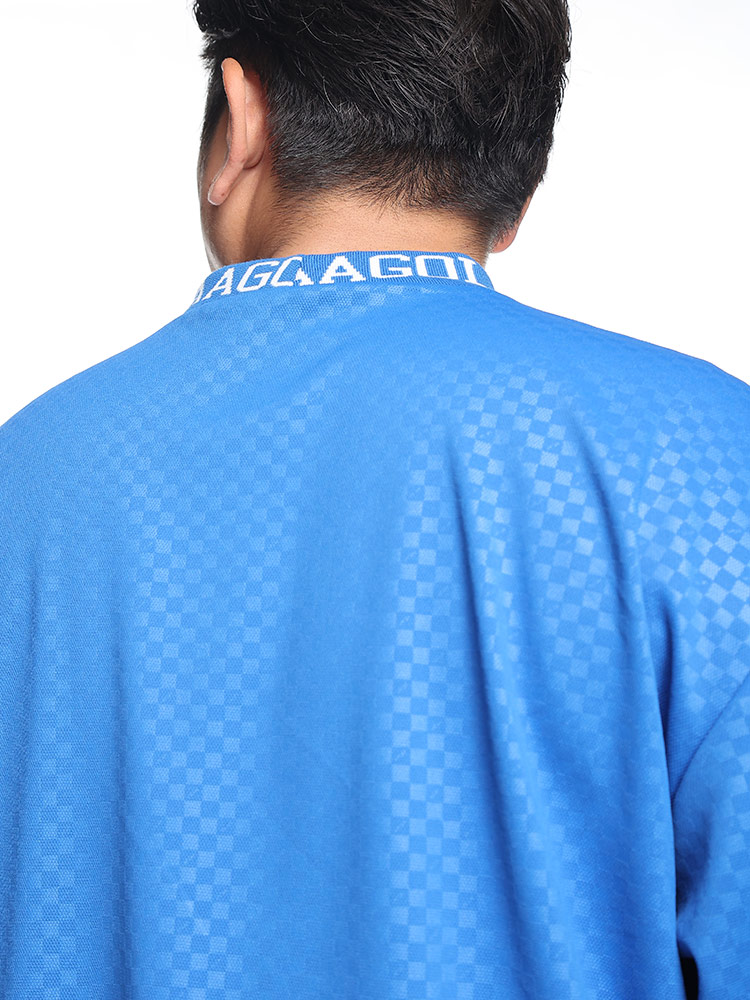 シャツ 長袖 メンズ 大きいサイズ ゴルフ チェック柄 エンボス モック