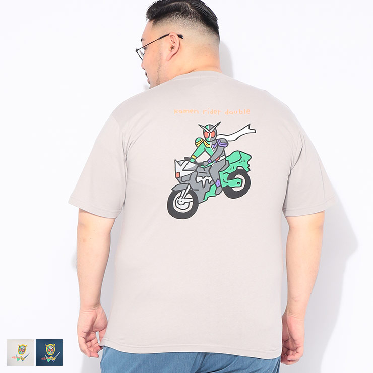Tシャツ 半袖 メンズ 大きいサイズ 仮面ライダー ダブル クルーネック