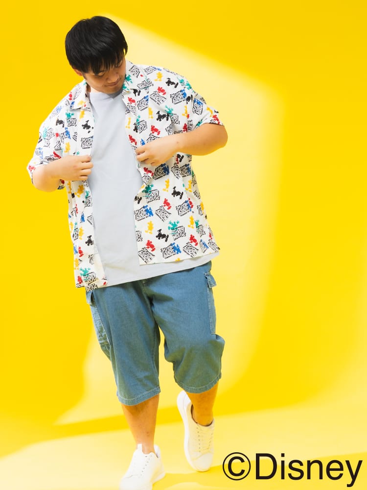 大きいサイズメンズ洋服のサカゼン DISNEY Mickey デザイン プリントシャツ Disney（ディズニー） 